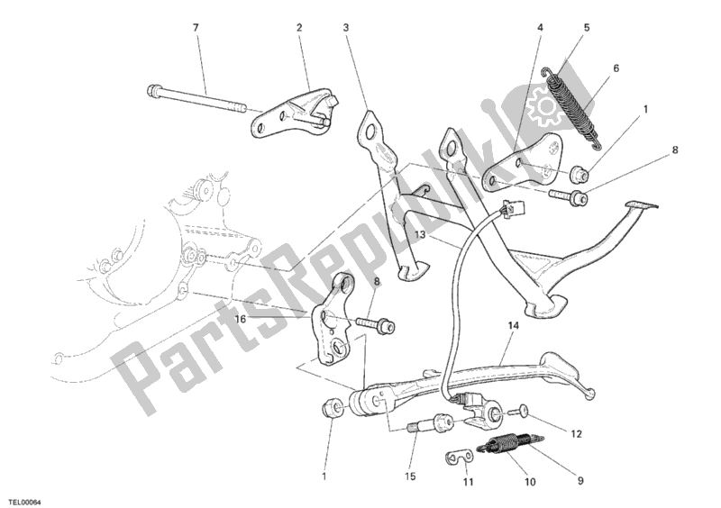 Tutte le parti per il Cavalletto Laterale del Ducati Sport ST4 S USA 996 2005